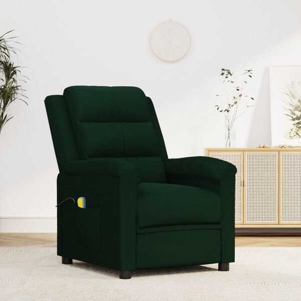 vidaXL Sill&oacute;n de masaje de terciopelo verde oscuro