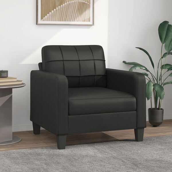 vidaXL Sill&oacute;n cuero sint&eacute;tico negro 60 cm