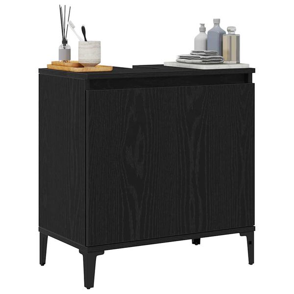 vidaXL Gabinete de Lavabo para Ba&ntilde;o Roble Negro 58 x 33 x 60 cm