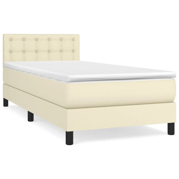 vidaXL Cama box spring con colch&oacute;n cuero sint&eacute;tico crema 90x190 cm