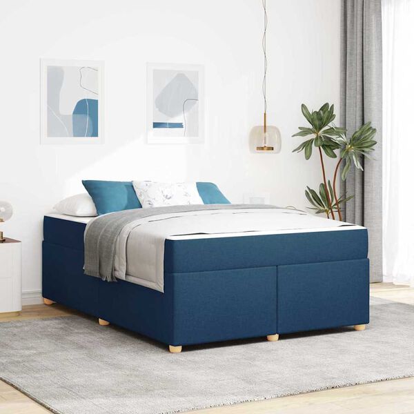 vidaXL Estructura de cama con colch&oacute;n Azul 140 x 200 cm tela