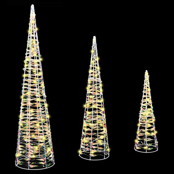 vidaXL Árbol de Navidad con 90 LED 3 pcs cálido 20 x 20 x 80 cm PET