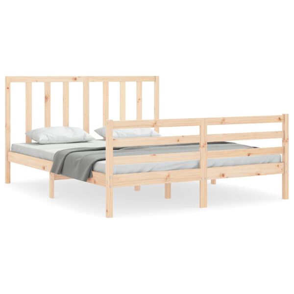 vidaXL Estructura de cama sin colch&oacute;n madera maciza de pino 160x200 cm