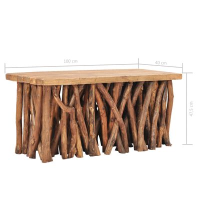 vidaXL Mesa de centro madera maciza reciclada y teca 100x40x47,5 cm