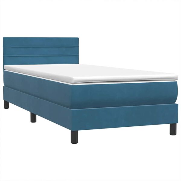 vidaXL Cama box spring con colch&oacute;n terciopelo azul oscuro 90x220 cm