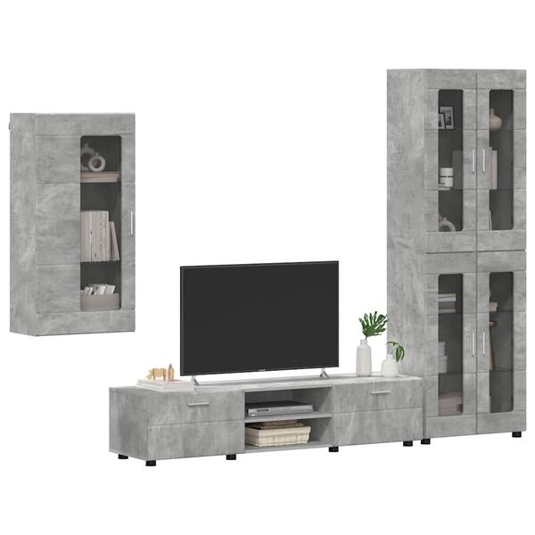 vidaXL Conjunto de mueble de TV con caj&oacute;n FLORIN Gris Concreto