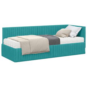 vidaXL Estructura de Cama Esquina con Colch&oacute;n 2 pcs Tuquesa Terciopelo