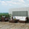 vidaXL Set muebles de jard&iacute;n 6 piezas y cojines rat&aacute;n sint&eacute;tico marr&oacute;n