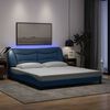 vidaXL Estructura de cama con LED sin colch&oacute;n Hvar tela azul 180x200 cm