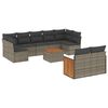vidaXL Set de sof&aacute;s de jard&iacute;n 10 pzas con cojines rat&aacute;n sint&eacute;tico gris