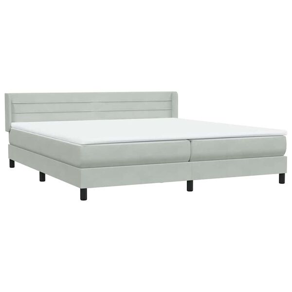 vidaXL Cama box spring con colch&oacute;n terciopelo gris claro 180x210 cm