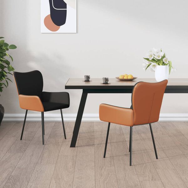 vidaXL Sillas de comedor 2 unidades cuero sint&eacute;tico y tela negro