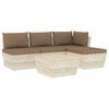 vidaXL Muebles de jard&iacute;n de palets 5 piezas y cojines madera de abeto