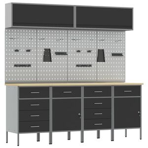vidaXL Conjunto de armarios de trabajo con caj&oacute;n 10 uds. Negro