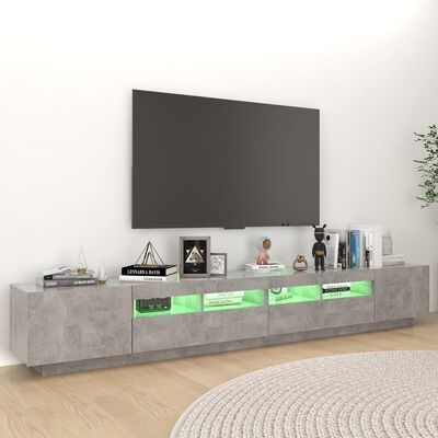 vidaXL Mueble para TV con luces LED gris hormigón 260x35x40 cm
