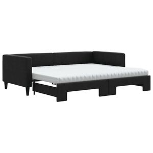 vidaXL Sof&aacute; cama nido con colch&oacute;n tela negro 90x190 cm