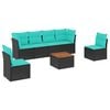 vidaXL Set de sof&aacute;s de jard&iacute;n 7 pzas con cojines rat&aacute;n sint&eacute;tico negro