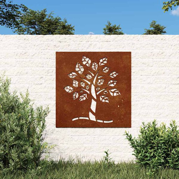 vidaXL Adorno de pared de jard&iacute;n acero corten dise&ntilde;o &aacute;rbol 55x55 cm