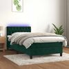 vidaXL Cama box spring colch&oacute;n y LED terciopelo verde oscuro 90x200 cm