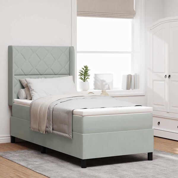 vidaXL Cama tipo Box Spring Gris Claro 90 x 190 cm Terciopelo