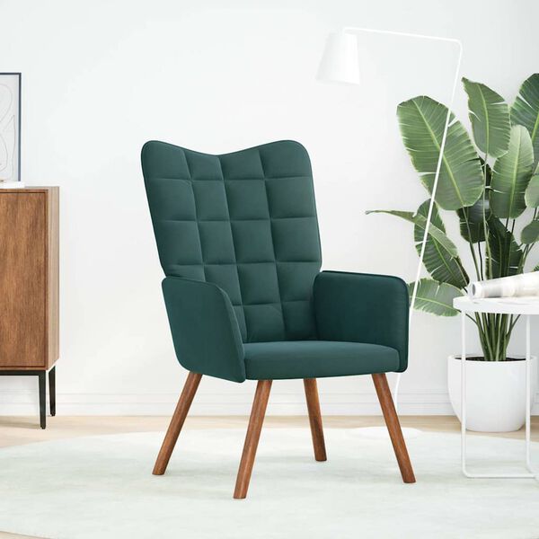 vidaXL Sill&oacute;n de relax de terciopelo verde oscuro