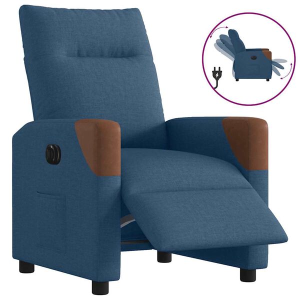 vidaXL Sill&oacute;n reclinable el&eacute;ctrico tela azul