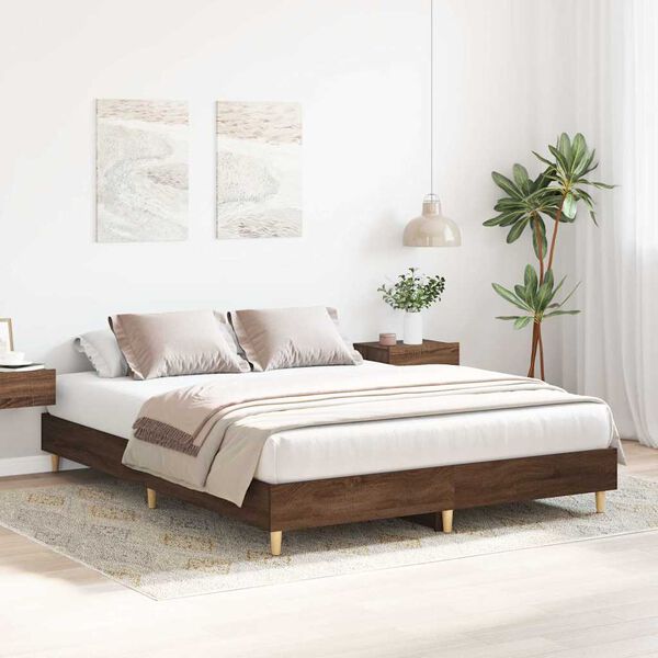 vidaXL Estructura de cama sin colchón madera marrón roble 150x200 cm