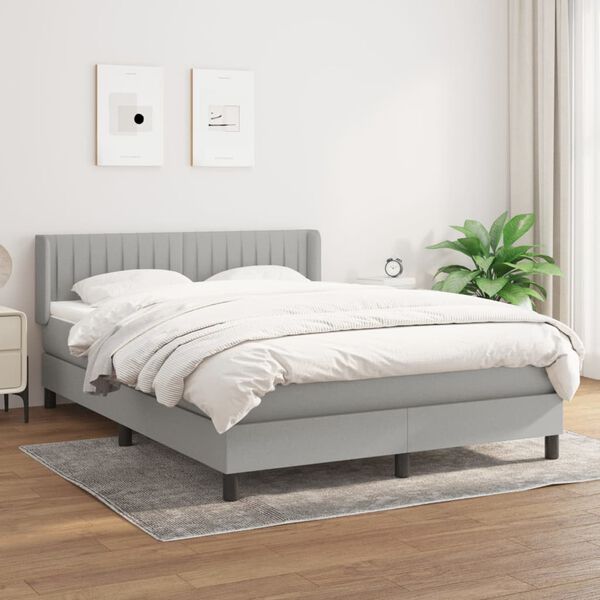 vidaXL Cama box spring con colch&oacute;n tela gris claro 140x190 cm