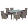vidaXL Set de comedor de jard&iacute;n 7 pzs y cojines rat&aacute;n sint&eacute;tico gris