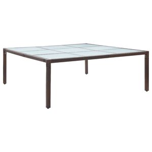 vidaXL Mesa de comedor de jard&iacute;n rat&aacute;n sint&eacute;tico marr&oacute;n 200x200x74 cm