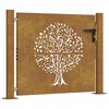 vidaXL Puerta de jard&iacute;n 100x75 cm de acero corten con dise&ntilde;o de &aacute;rbol