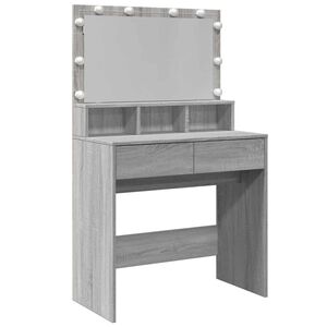 vidaXL Tocador con luces LED color gris Sonoma 80x41x134,5 cm