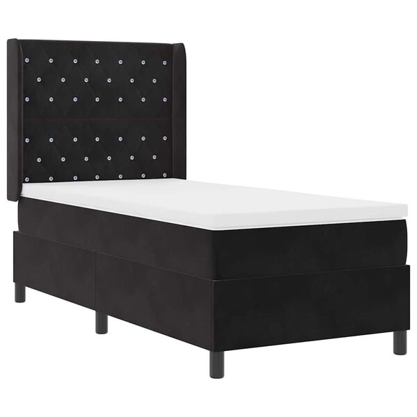 vidaXL Cama con Box Spring LED y Colch&oacute;n Negro 90 x 190 cm Terciopelo