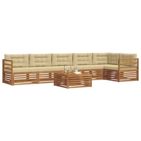 vidaXL Conjunto de sof&aacute;s de exterior con coj&iacute;n 7 pcs Natural y Beige