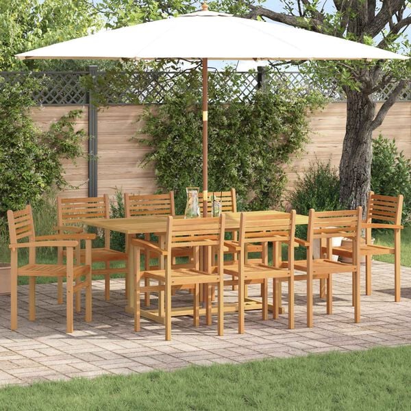 vidaXL Conjunto de Comedor de Jard&iacute;n 9 pcs Marr&oacute;n