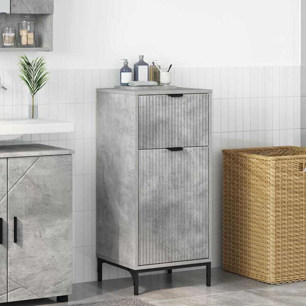 vidaXL Gabinete de Ba&ntilde;o con caj&oacute;n Gris Concreto 39,5 x 36 x 88 cm