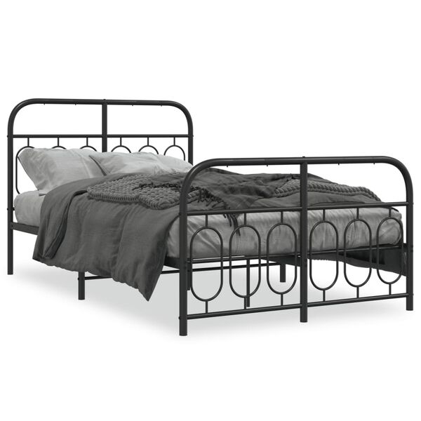 vidaXL Estructura cama sin colchón con estribo metal negro 120x200 cm