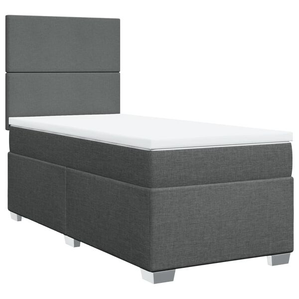 vidaXL Cama box spring con colch&oacute;n tela gris oscuro 100x200 cm