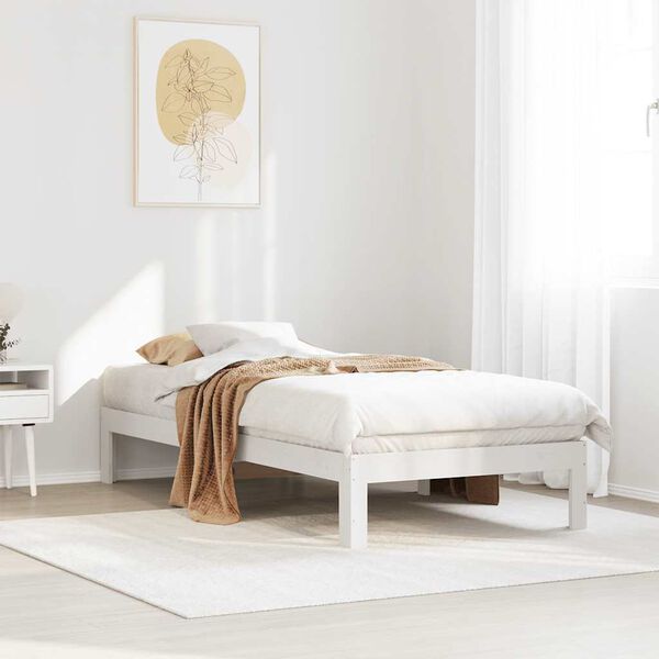 vidaXL Cama sin colch&oacute;n madera maciza de pino blanca 80x200 cm