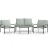 vidaXL Juego muebles de jard&iacute;n 4 pzas y cojines acero gris antracita