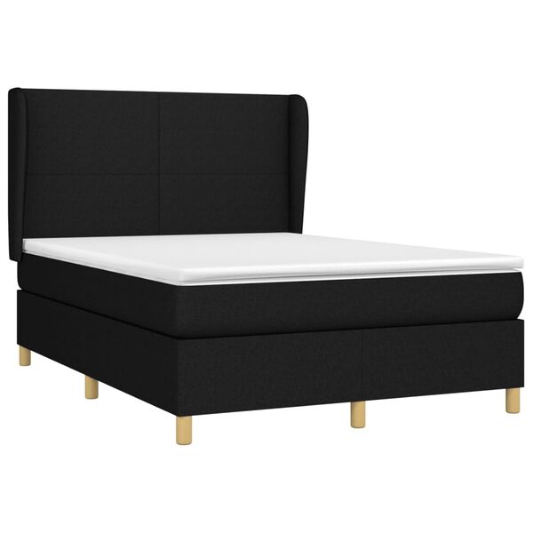 vidaXL Cama box spring con colch&oacute;n tela negro 140x190 cm