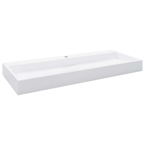 vidaXL Lavabo 120x46x11 cm resina mineral/m&aacute;rmol blanco