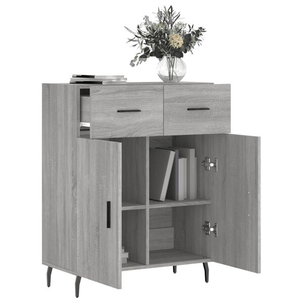 vidaXL Aparador de madera de ingenier&iacute;a gris Sonoma 69,5x34x90 cm