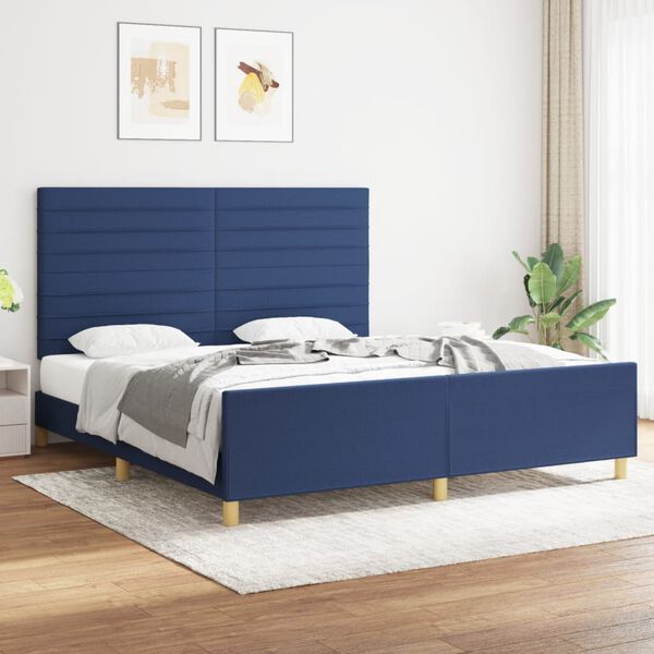 vidaXL Cama sin colch&oacute;n tela azul 180x200 cm