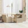 vidaXL Conjunto de sof&aacute; de jard&iacute;n 7 pcs Beige Polirat&aacute;n