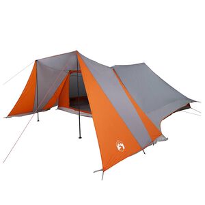 vidaXL Carpa Tipi 12 persona Gris y naranja tafet&aacute;n