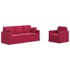 vidaXL Sof&aacute; 2 pcs Rojo vino 198 x 78 x 80 cm Terciopelo