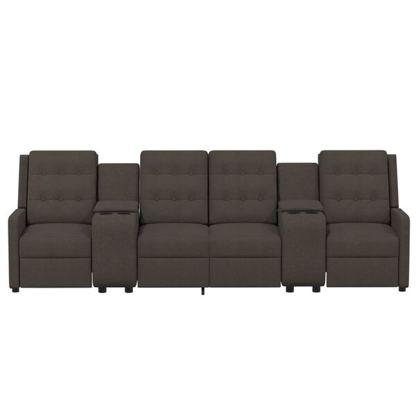 vidaXL Sof&aacute; reclinable de 4 plazas con portavasos tela marr&oacute;n