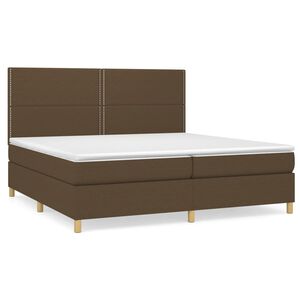 vidaXL Cama box spring con colch&oacute;n tela marr&oacute;n oscuro 200x200 cm