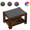 vidaXL Mesa de centro y LED madera ingenier&iacute;a roble ahumado 73x53x45cm